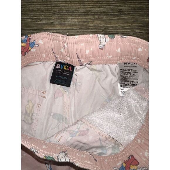 RVCA Mens XS Elastic Print Shorts Pink Parakeet Drawstring Waist. NWT. Q - Picture 4 of 6
